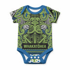 Aotearoa Iwi Whakatohea Baby Onesie Maori Wharenui House Tribal Pattern