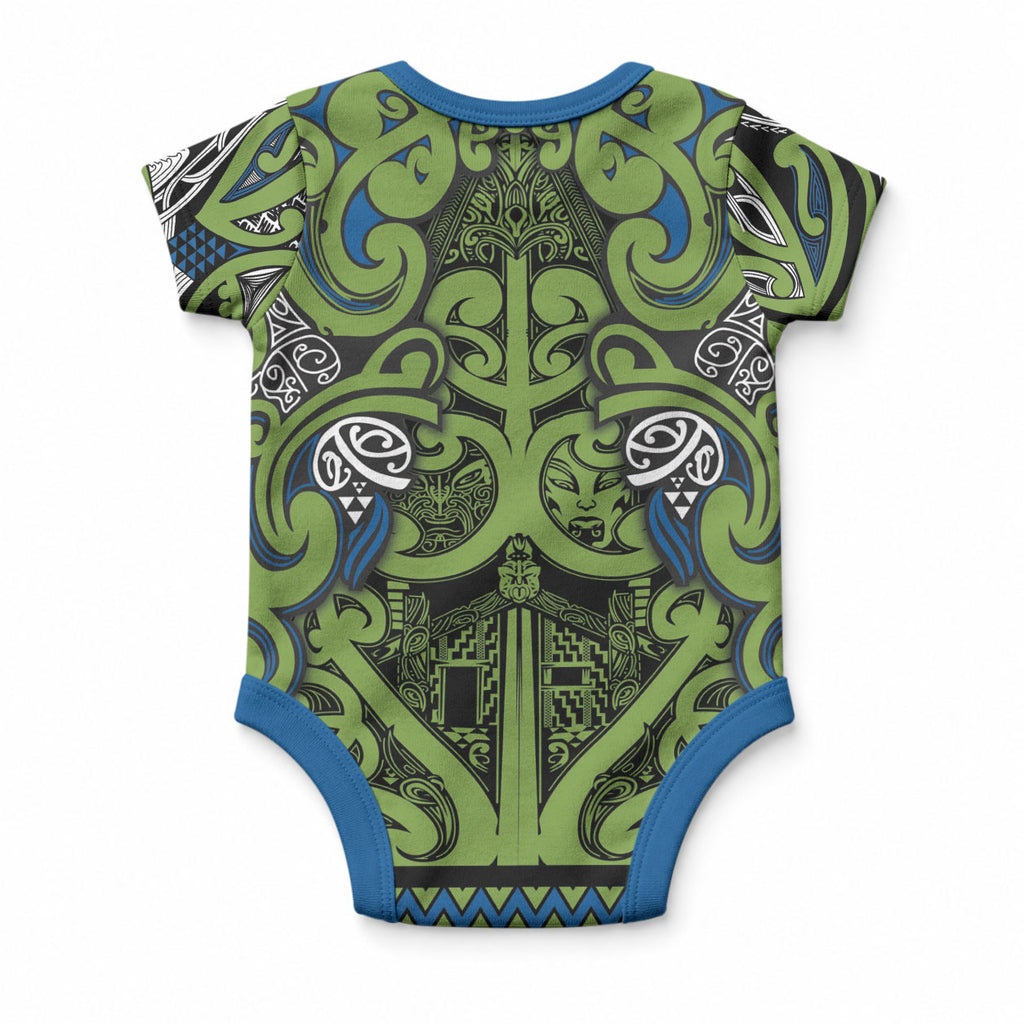 Aotearoa Iwi Whakatohea Baby Onesie Maori Wharenui House Tribal Pattern
