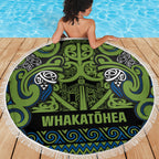 Aotearoa Iwi Whakatohea Beach Blanket Maori Wharenui House Tribal Pattern