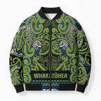 Aotearoa Iwi Whakatohea Bomber Puffer Jacket Maori Wharenui House Tribal Pattern