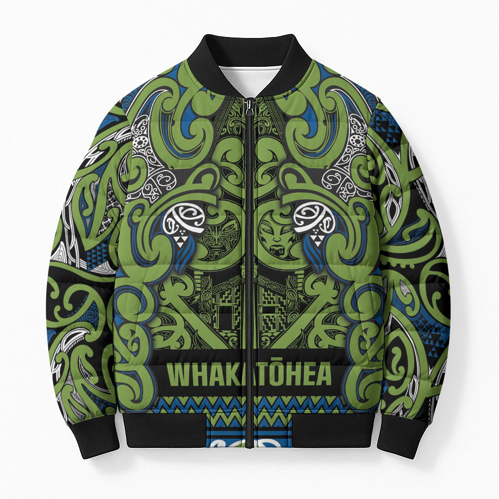 Aotearoa Iwi Whakatohea Bomber Puffer Jacket Maori Wharenui House Tribal Pattern