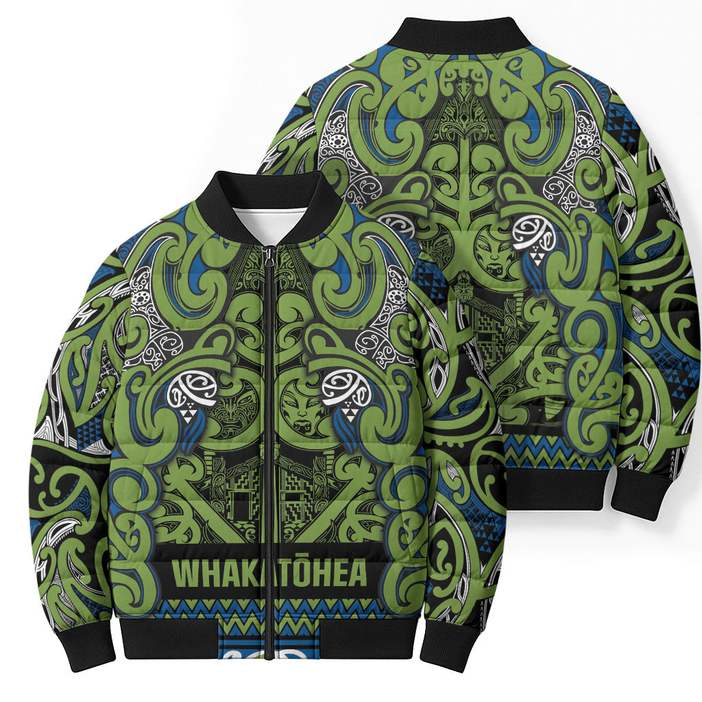 Aotearoa Iwi Whakatohea Bomber Puffer Jacket Maori Wharenui House Tribal Pattern