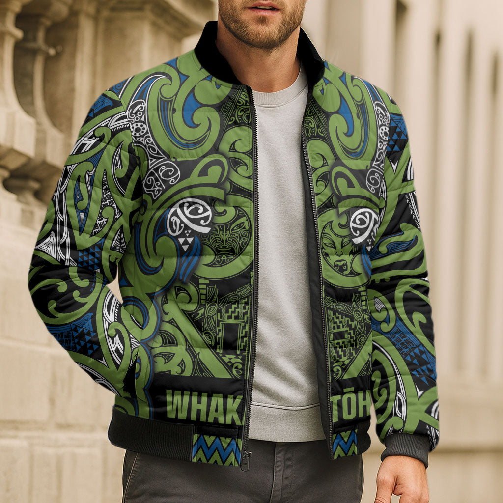 Aotearoa Iwi Whakatohea Bomber Puffer Jacket Maori Wharenui House Tribal Pattern
