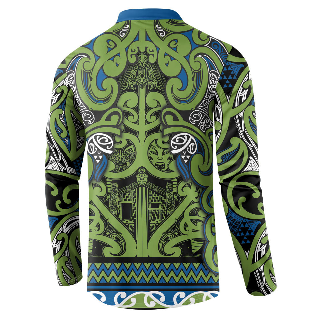 Aotearoa Iwi Whakatohea Button Sweatshirt Maori Wharenui House Tribal Pattern