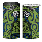 Aotearoa Iwi Whakatohea 4 in 1 Can Cooler Tumbler Maori Wharenui House Tribal Pattern