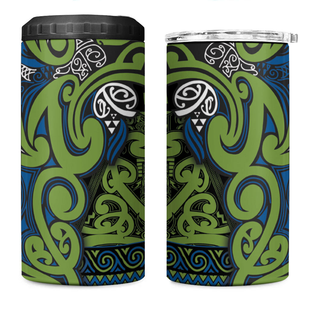 Aotearoa Iwi Whakatohea 4 in 1 Can Cooler Tumbler Maori Wharenui House Tribal Pattern