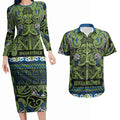 Aotearoa Iwi Whakatohea Couples Matching Long Sleeve Bodycon Dress and Hawaiian Shirt Maori Wharenui House Tribal Pattern