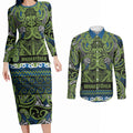 Aotearoa Iwi Whakatohea Couples Matching Long Sleeve Bodycon Dress and Long Sleeve Button Shirt Maori Wharenui House Tribal Pattern