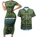 Aotearoa Iwi Whakatohea Couples Matching Short Sleeve Bodycon Dress and Hawaiian Shirt Maori Wharenui House Tribal Pattern