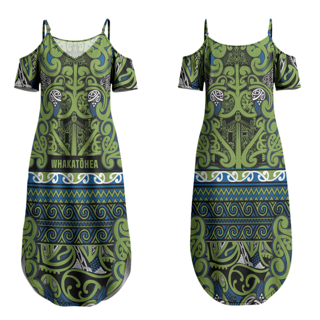 Aotearoa Iwi Whakatohea Couples Matching Summer Maxi Dress and Long Sleeve Button Shirt Maori Wharenui House Tribal Pattern