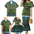 Aotearoa Iwi Whakatohea Family Matching Mermaid Dress and Hawaiian Shirt Maori Wharenui House Tribal Pattern