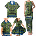 Aotearoa Iwi Whakatohea Family Matching Tank Maxi Dress and Hawaiian Shirt Maori Wharenui House Tribal Pattern