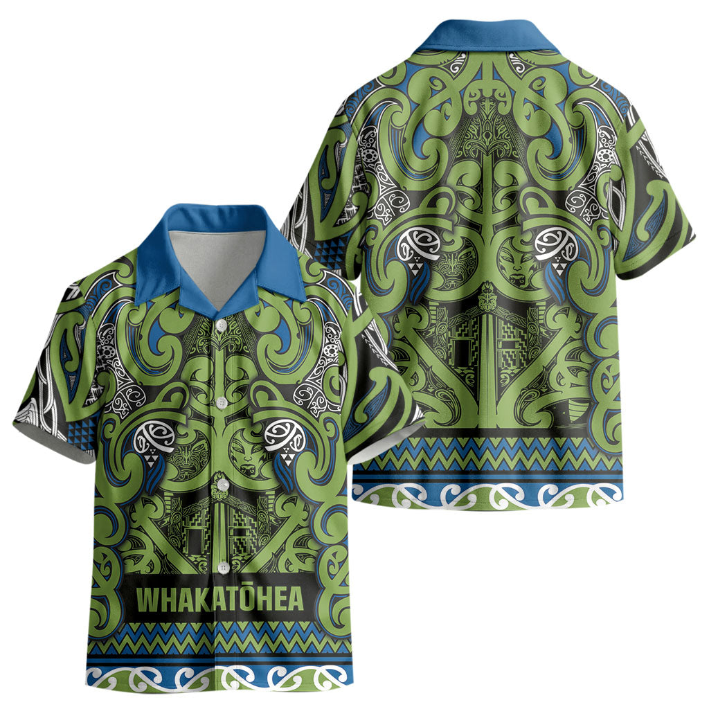 Aotearoa Iwi Whakatohea Kid Hawaiian Shirt Maori Wharenui House Tribal Pattern