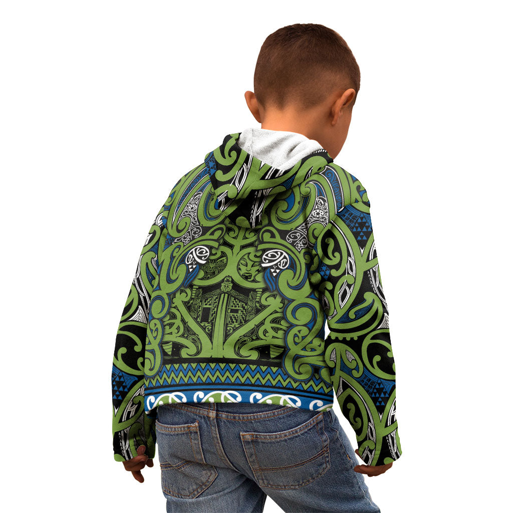Aotearoa Iwi Whakatohea Kid Hoodie Maori Wharenui House Tribal Pattern