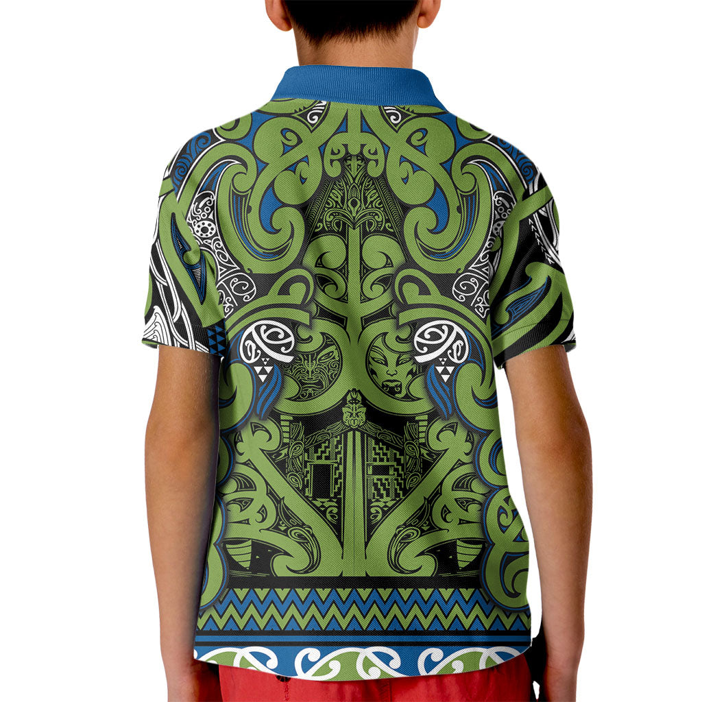 Aotearoa Iwi Whakatohea Kid Polo Shirt Maori Wharenui House Tribal Pattern