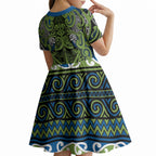 Aotearoa Iwi Whakatohea Kid Short Sleeve Dress Maori Wharenui House Tribal Pattern