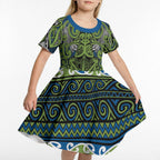 Aotearoa Iwi Whakatohea Kid Short Sleeve Dress Maori Wharenui House Tribal Pattern