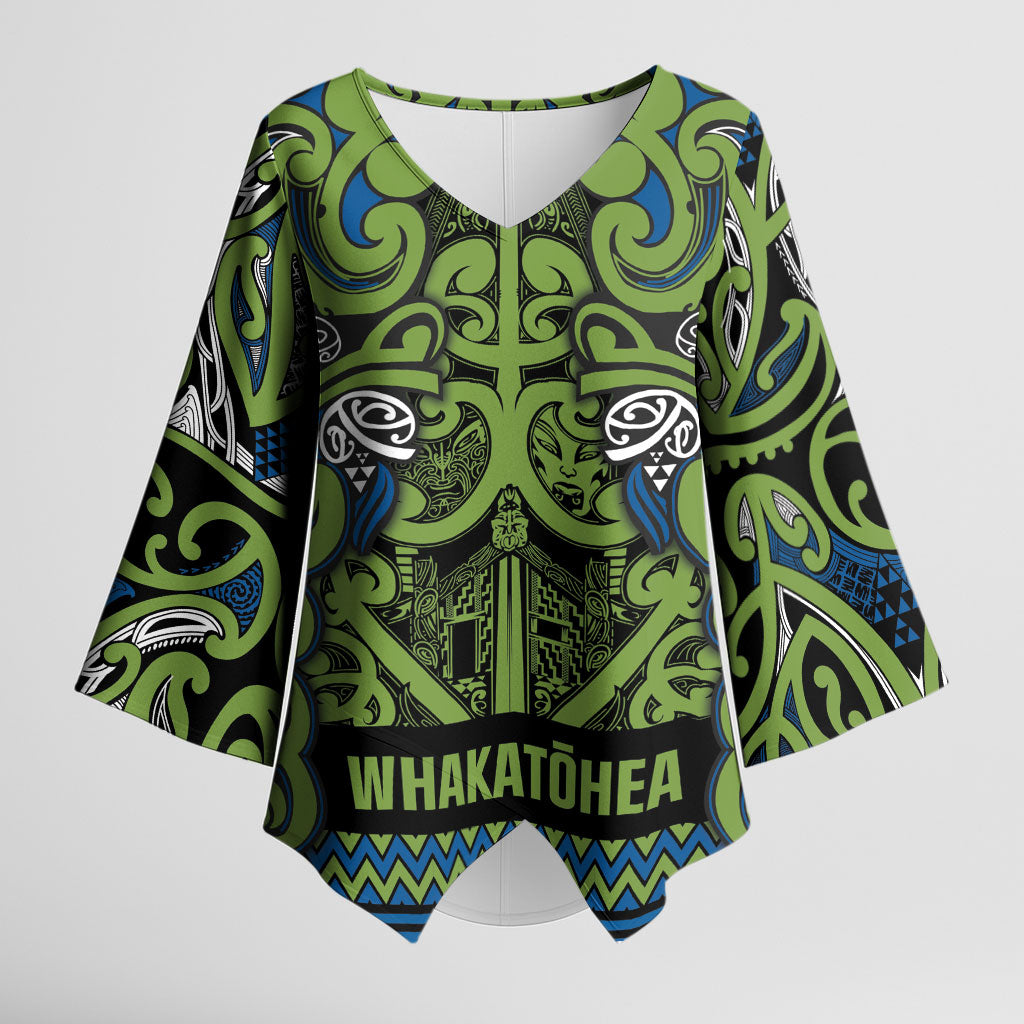 Aotearoa Iwi Whakatohea Kimono Sleeve Blouse Maori Wharenui House Tribal Pattern
