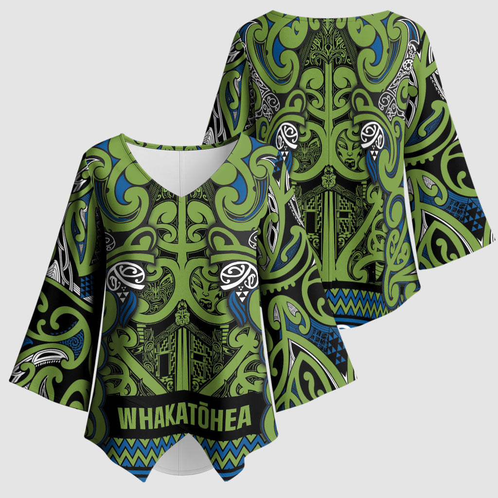 Aotearoa Iwi Whakatohea Kimono Sleeve Blouse Maori Wharenui House Tribal Pattern