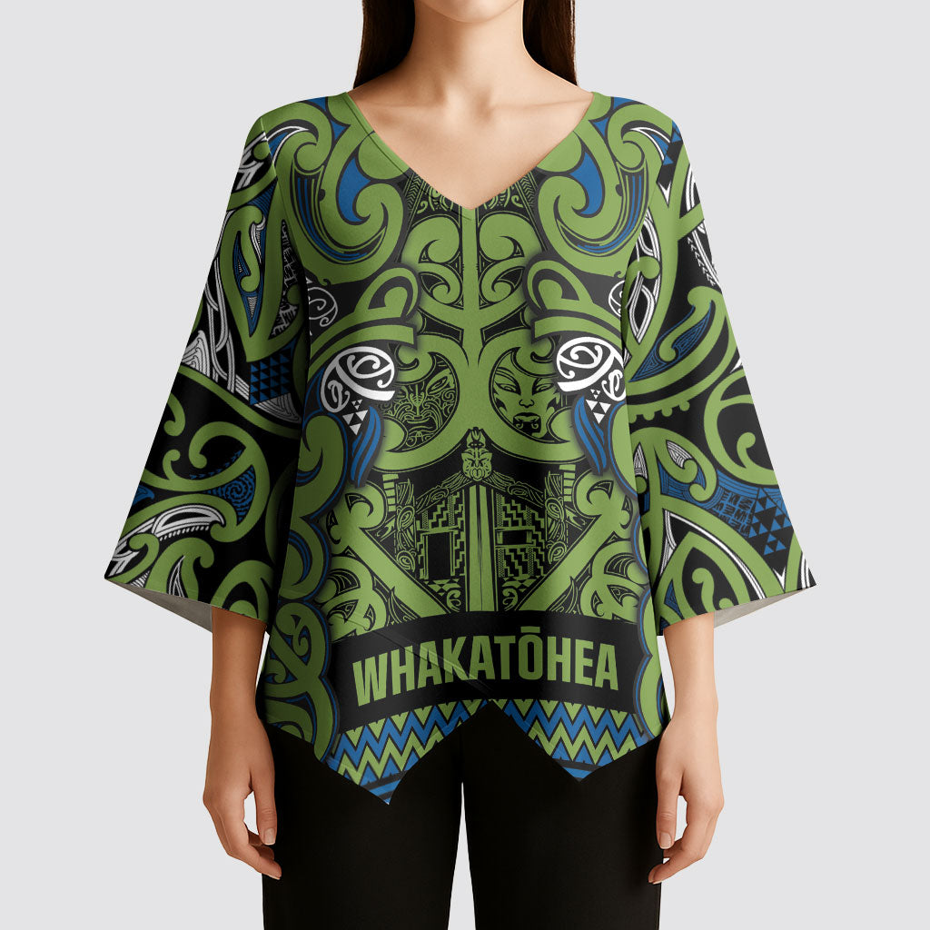 Aotearoa Iwi Whakatohea Kimono Sleeve Blouse Maori Wharenui House Tribal Pattern