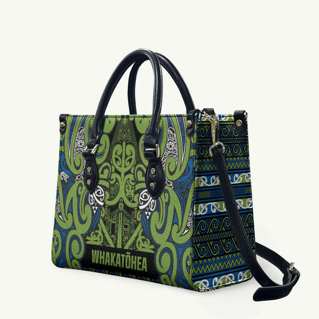 Aotearoa Iwi Whakatohea Leather Bag Maori Wharenui House Tribal Pattern