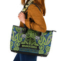 Aotearoa Iwi Whakatohea Leather Tote Bag Maori Wharenui House Tribal Pattern