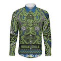 Aotearoa Iwi Whakatohea Long Sleeve Button Shirt Maori Wharenui House Tribal Pattern