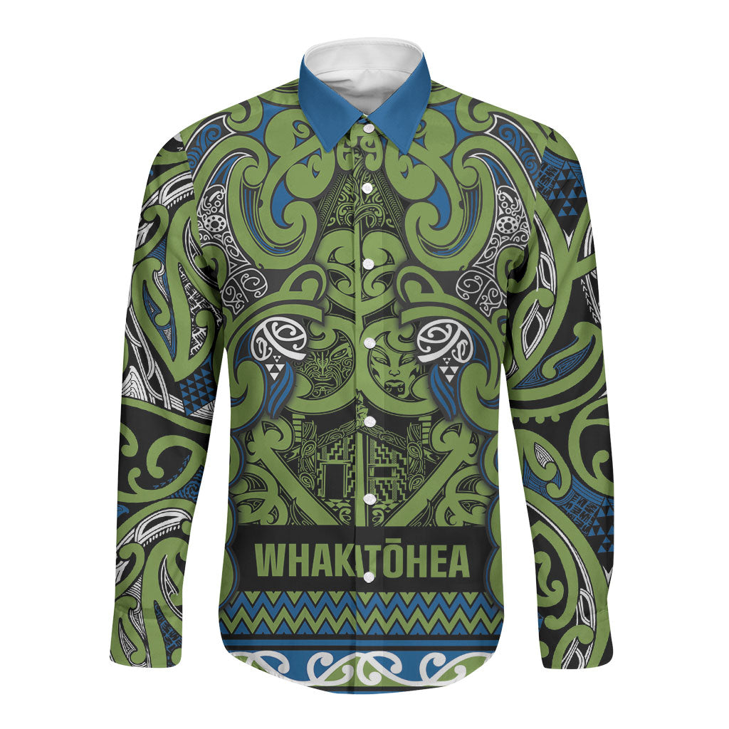 Aotearoa Iwi Whakatohea Long Sleeve Button Shirt Maori Wharenui House Tribal Pattern