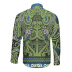 Aotearoa Iwi Whakatohea Long Sleeve Button Shirt Maori Wharenui House Tribal Pattern
