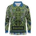 Aotearoa Iwi Whakatohea Long Sleeve Polo Shirt Maori Wharenui House Tribal Pattern