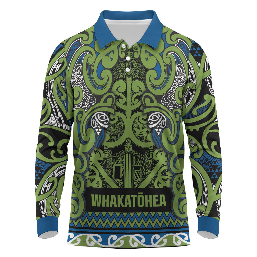 Aotearoa Iwi Whakatohea Long Sleeve Polo Shirt Maori Wharenui House Tribal Pattern