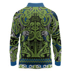 Aotearoa Iwi Whakatohea Long Sleeve Polo Shirt Maori Wharenui House Tribal Pattern