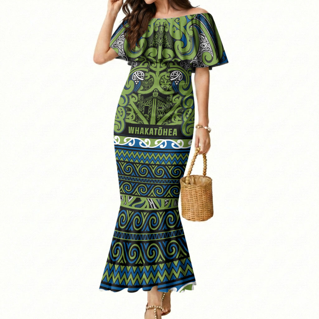 Aotearoa Iwi Whakatohea Mermaid Dress Maori Wharenui House Tribal Pattern