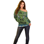 Aotearoa Iwi Whakatohea Off Shoulder Sweater Maori Wharenui House Tribal Pattern