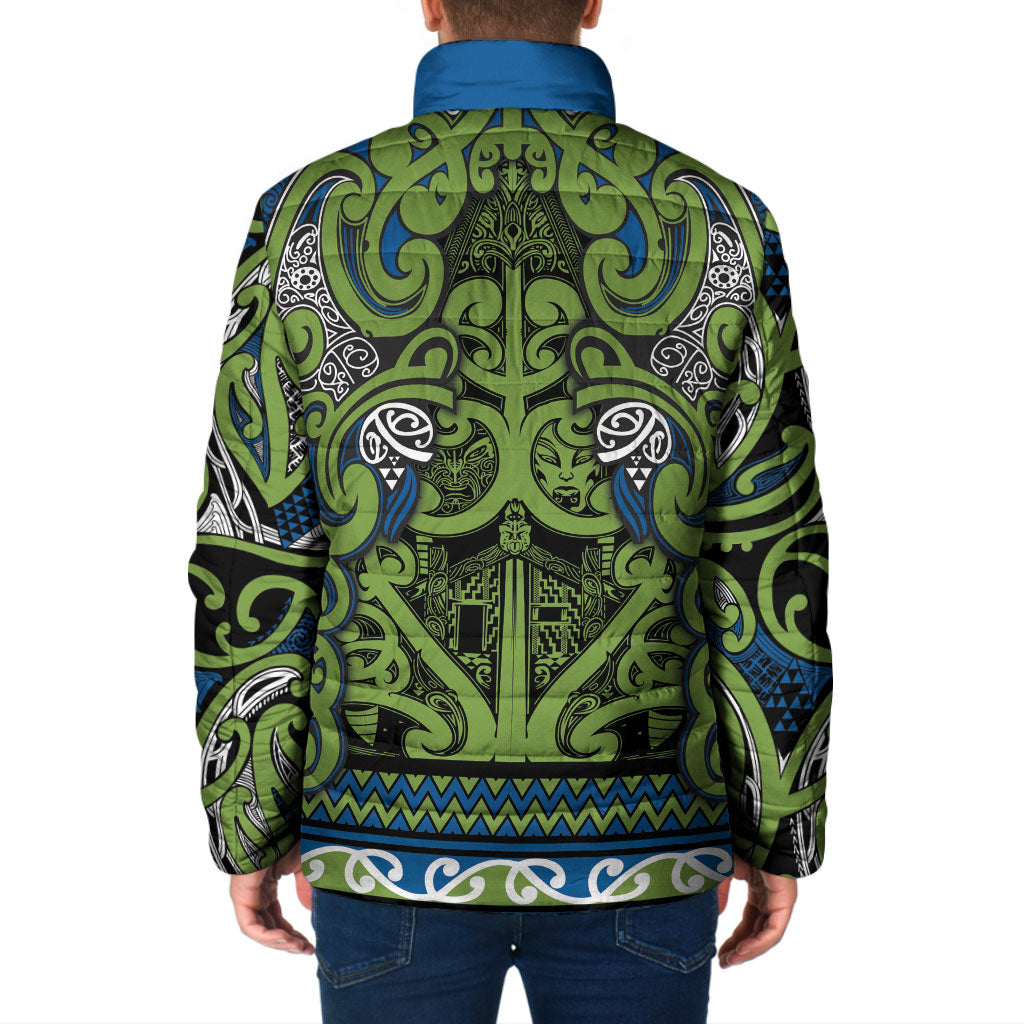 Aotearoa Iwi Whakatohea Padded Jacket Maori Wharenui House Tribal Pattern