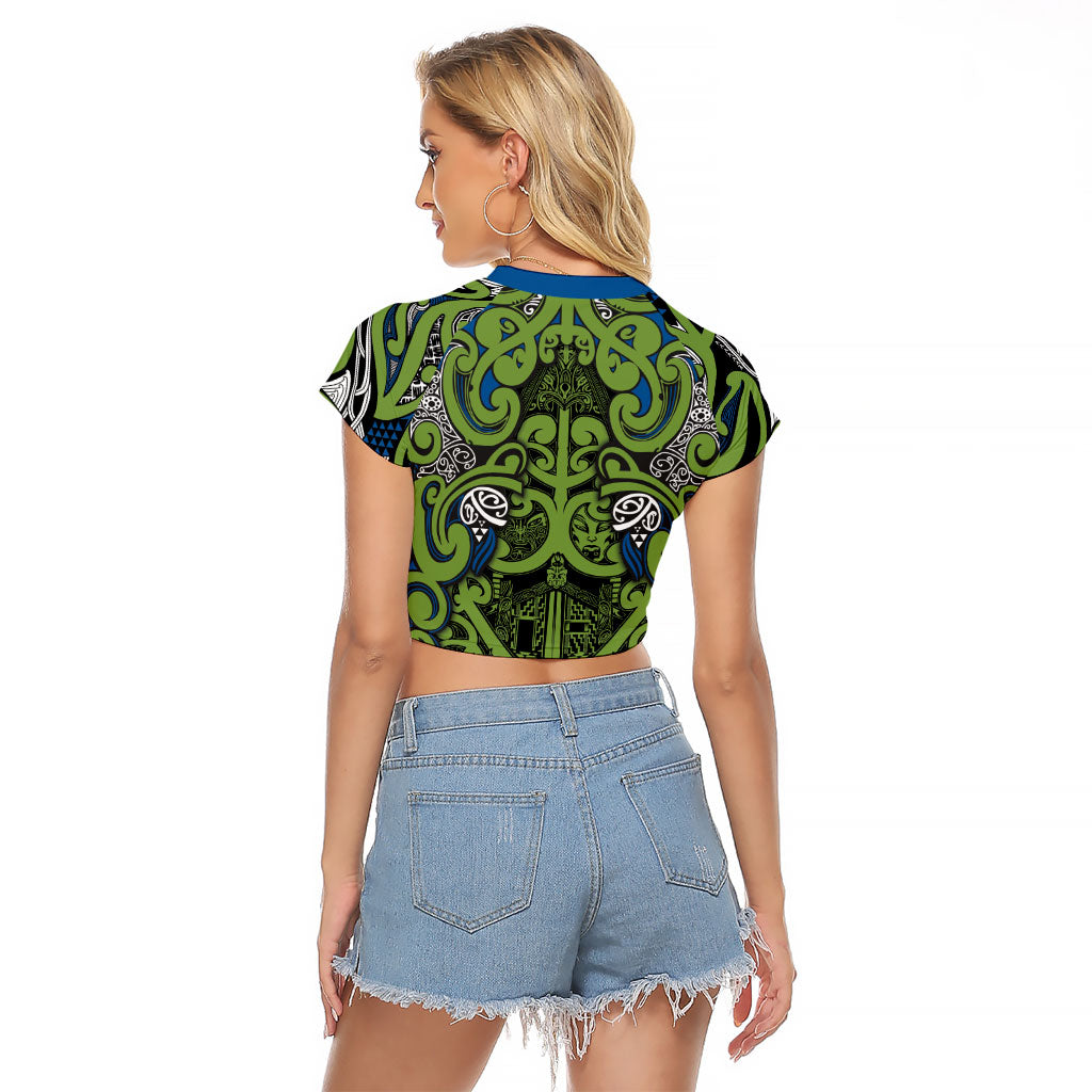 Aotearoa Iwi Whakatohea Raglan Cropped T Shirt Maori Wharenui House Tribal Pattern