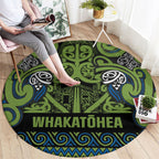 Aotearoa Iwi Whakatohea Round Carpet Maori Wharenui House Tribal Pattern