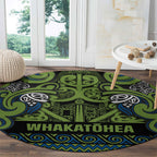 Aotearoa Iwi Whakatohea Round Carpet Maori Wharenui House Tribal Pattern
