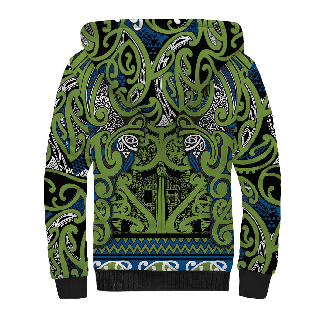 Aotearoa Iwi Whakatohea Sherpa Hoodie Maori Wharenui House Tribal Pattern