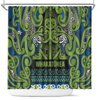 Aotearoa Iwi Whakatohea Shower Curtain Maori Wharenui House Tribal Pattern