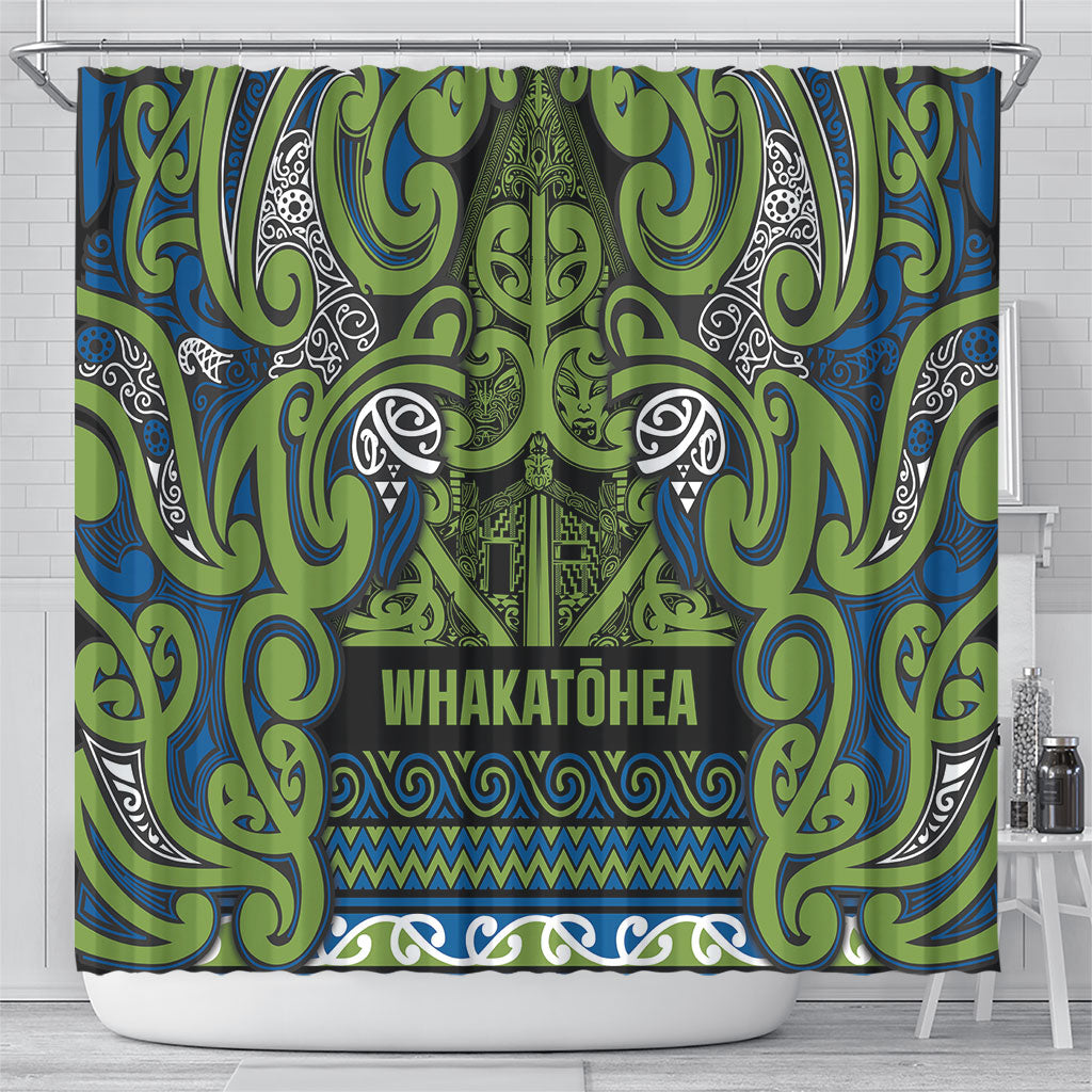 Aotearoa Iwi Whakatohea Shower Curtain Maori Wharenui House Tribal Pattern
