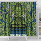 Aotearoa Iwi Whakatohea Shower Curtain Maori Wharenui House Tribal Pattern