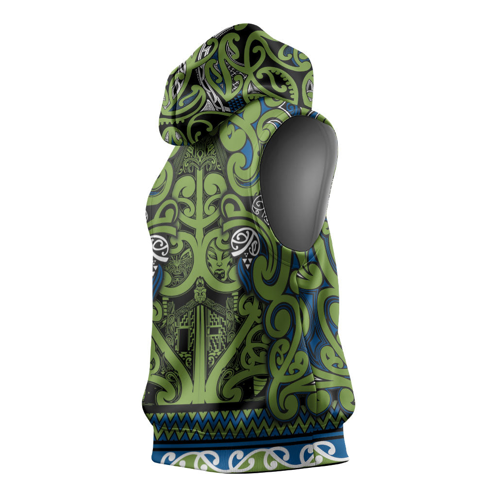 Aotearoa Iwi Whakatohea Sleeveless Hoodie Maori Wharenui House Tribal Pattern
