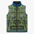 Aotearoa Iwi Whakatohea Sleeveless Puffer Jacket Maori Wharenui House Tribal Pattern