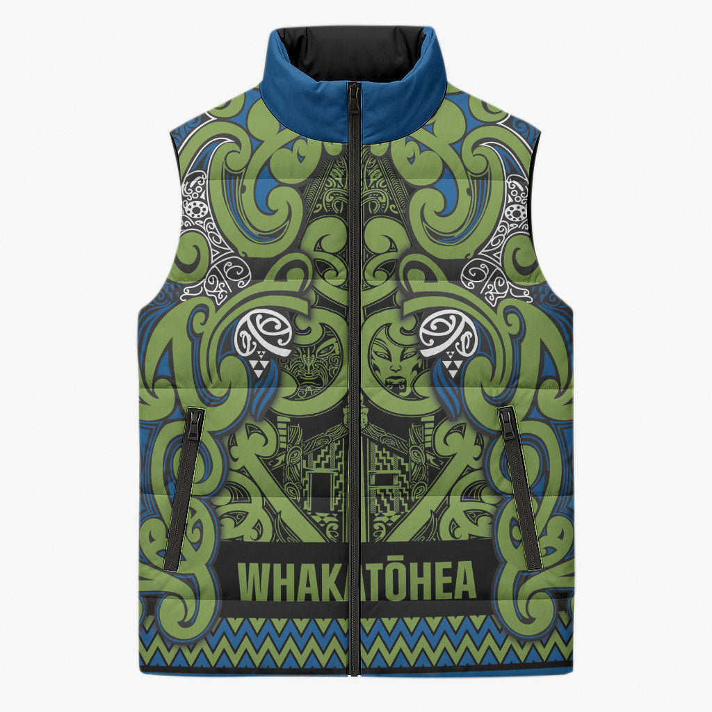 Aotearoa Iwi Whakatohea Sleeveless Puffer Jacket Maori Wharenui House Tribal Pattern