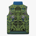 Aotearoa Iwi Whakatohea Sleeveless Puffer Jacket Maori Wharenui House Tribal Pattern