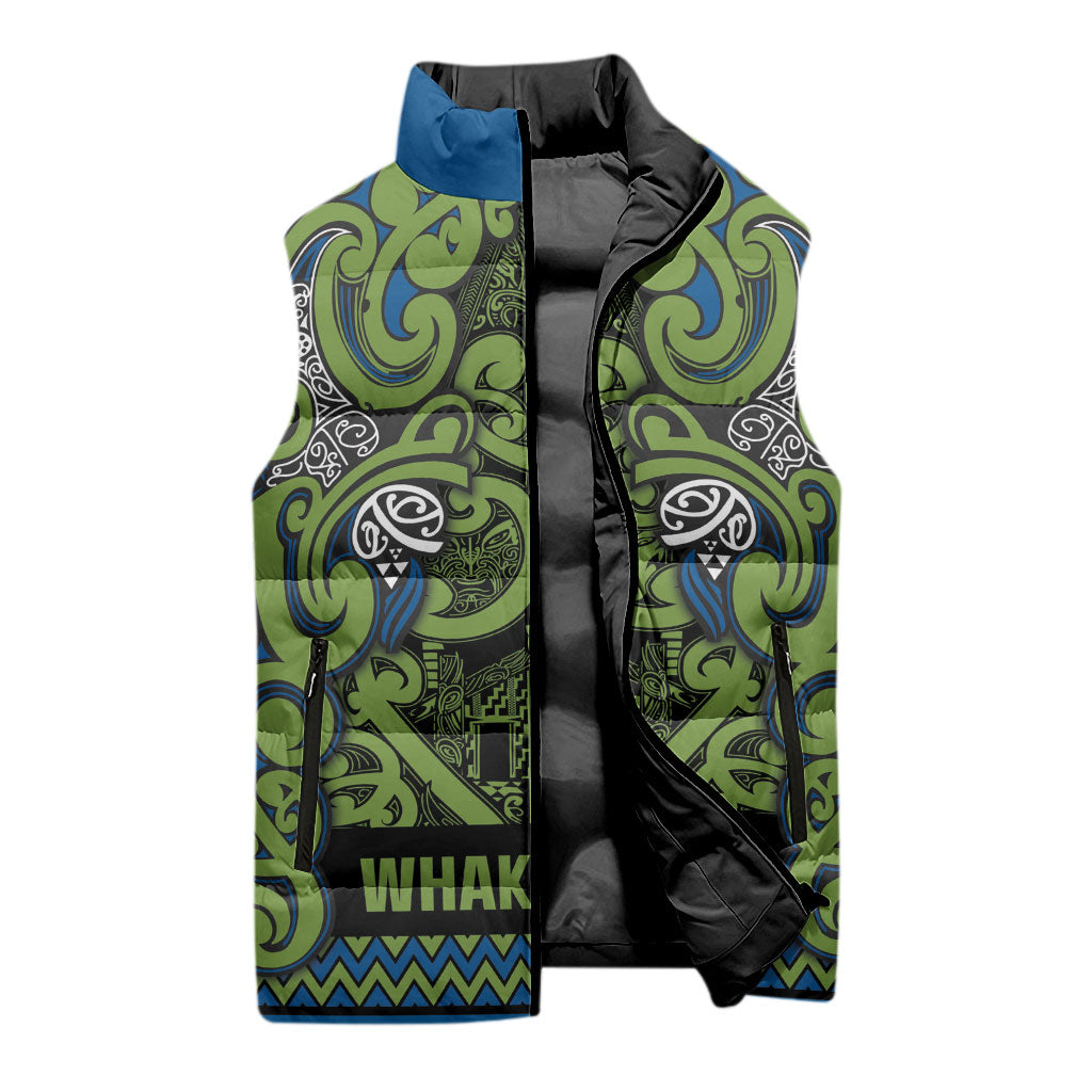 Aotearoa Iwi Whakatohea Sleeveless Puffer Jacket Maori Wharenui House Tribal Pattern