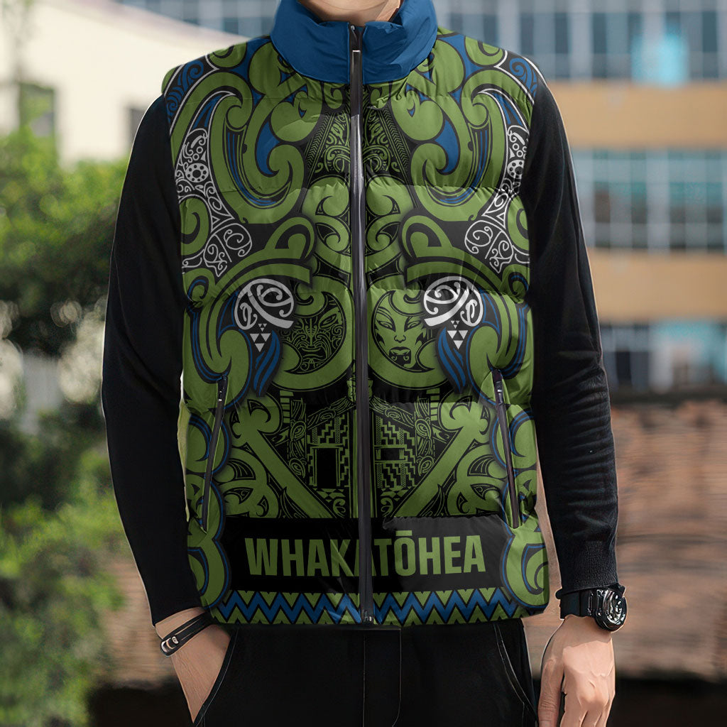Aotearoa Iwi Whakatohea Sleeveless Puffer Jacket Maori Wharenui House Tribal Pattern