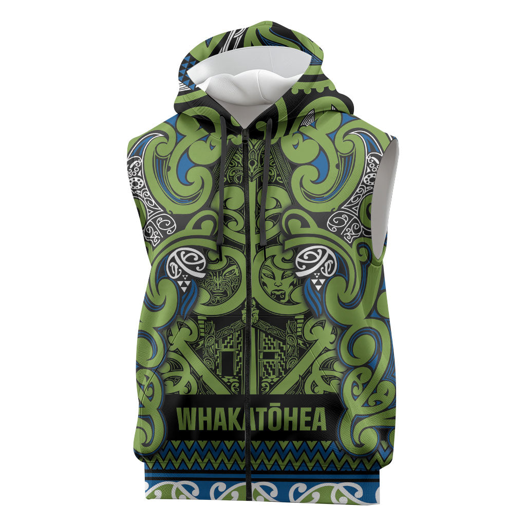 Aotearoa Iwi Whakatohea Sleeveless Zip Hoodie Maori Wharenui House Tribal Pattern