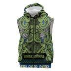 Aotearoa Iwi Whakatohea Sleeveless Zip Hoodie Maori Wharenui House Tribal Pattern